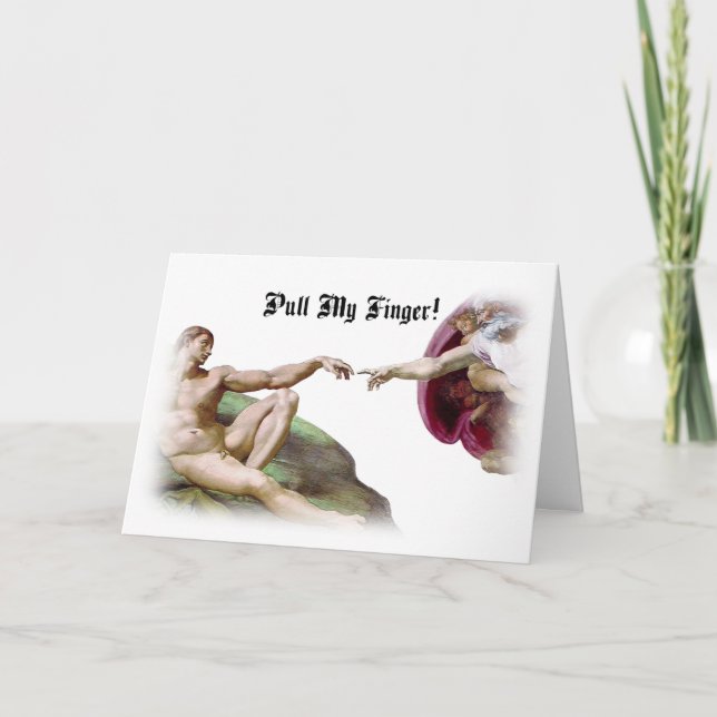 Pull My Finger - Michelangelo Creation Fart Humour Card (Front)