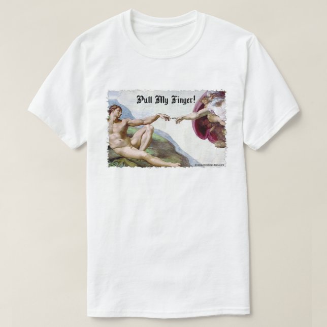 Pull My Finger - Michelangelo Creation Fart Humour T-Shirt (Design Front)