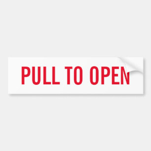 Pull to open door sign on durable vinyl sticker