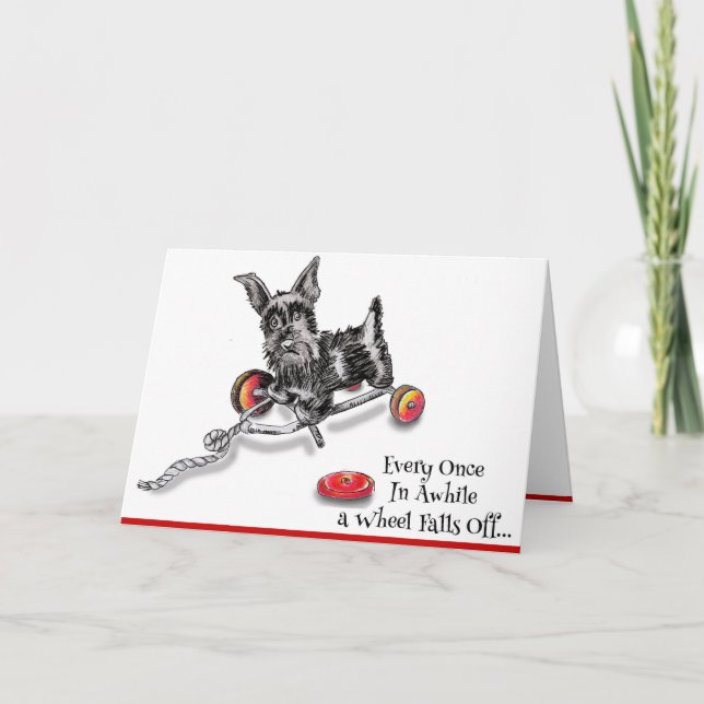 Pull Toy Scottish Terrier  Get Well Card (Front)