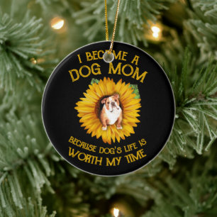 Pulldog Inside Sunflower A Dog Mum Dog's Life Gift Ceramic Ornament