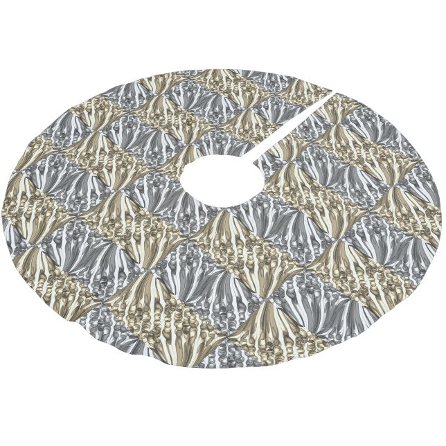 Pulled Bubble Fun / Black & White / Sepia / Brushed Polyester Tree Skirt (Angled)