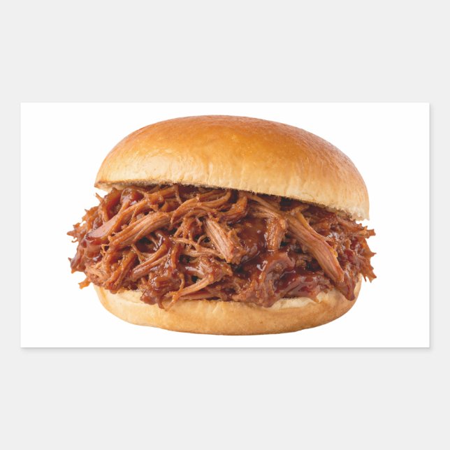 Pulled Pork Sandwich on White Rectangular Sticker (Front)