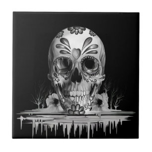 Pulled sugar, melting sugar skull tile