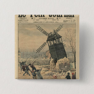 Pulling down one of the last windmills 15 cm square badge