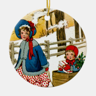 Pulling the Sled Ceramic Ornament