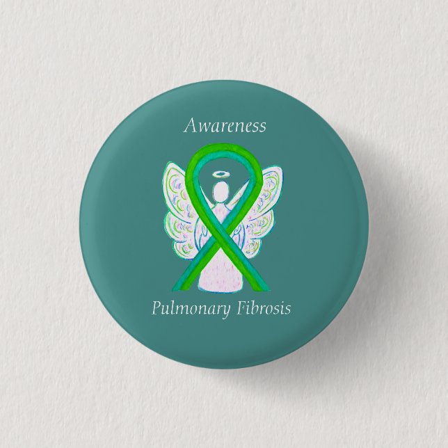 Pulmonary Fibrosis Awareness Ribbon Angel Buttons (Front)