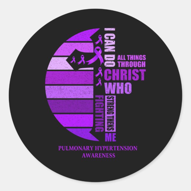 Pulmonary Hypertension Awareness Christ Fighting C Classic Round Sticker (Front)