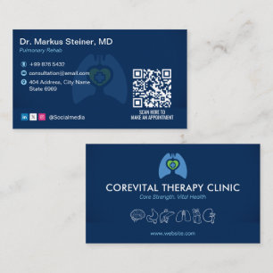 Pulmonary Rehab Business   Modern Blue Barcode Business Card