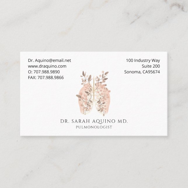 Pulmonologist Respiratory Therapist  Business Card (Front)