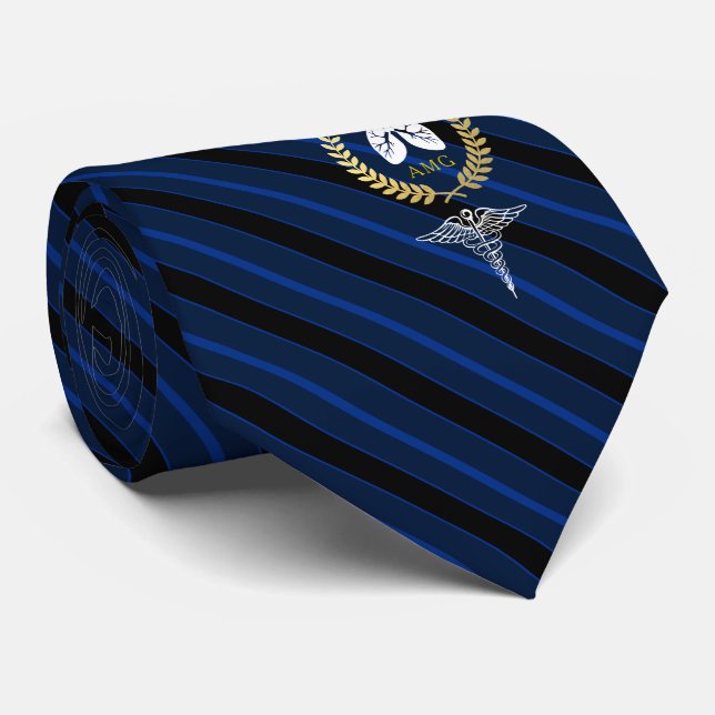 Pulmonologist | Respiratory Therapist Custom Navy Tie (Rolled)