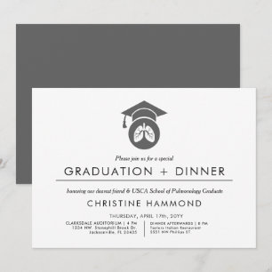 Pulmonology Foot Doctor Graduation   Minimalist Invitation