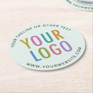 Pulpboard Paper Coasters Business Logo Light Green