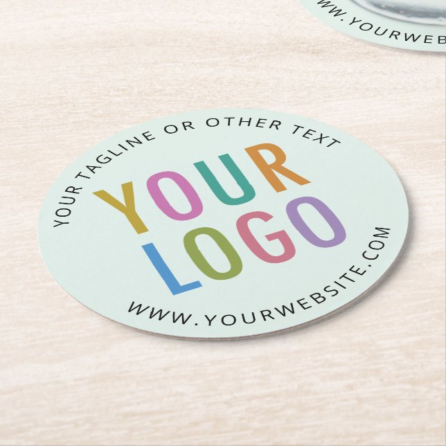 Pulpboard Paper Coasters Business Logo Light Green (Angled)