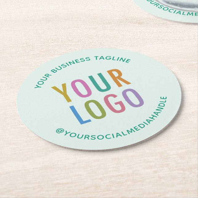 Pulpboard Paper Coasters Company Logo Light Green  (Angled)