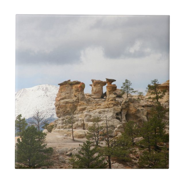 Pulpit Rock with Pikes Peak Ceramic Tile (Front)