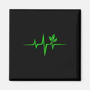 Pulse Green Heartbeat Vegan Plant Tree Environment Magnet