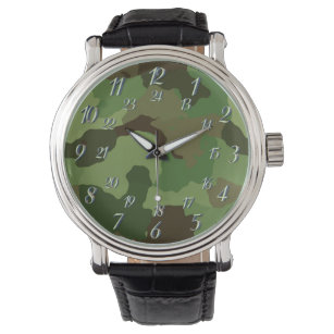 Pulsera Clock Army Green Background Camouflage Watch