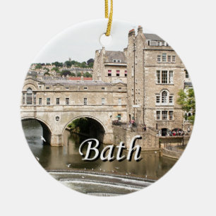 Pulteney Bridge, Avon River,Bath, England 2 Ceramic Tree Decoration