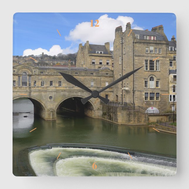 Pulteney Bridge, Bath. Square Wall Clock (Front)