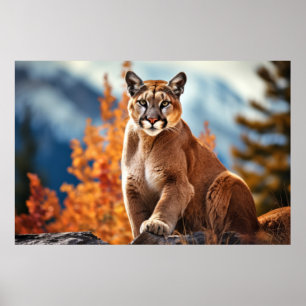 Puma Animal Wildlife Wilderness Colourful Wall Art