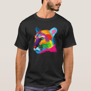 Puma Cougar Head Colourful Art Animals Watercolor T-Shirt