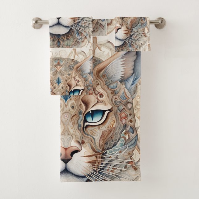 Puma Face Surreal Art  Bath Towel Set (Insitu)