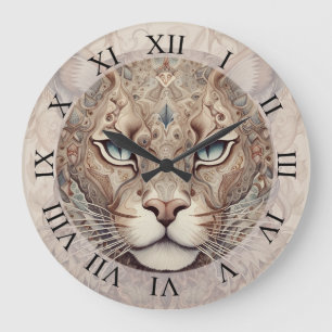 Puma Face Surreal Art  Large Clock