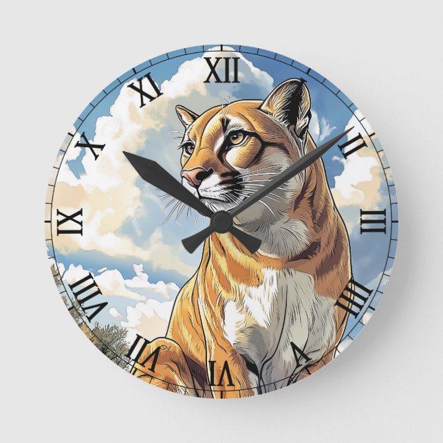Puma I Cougar Round Clock (Front)