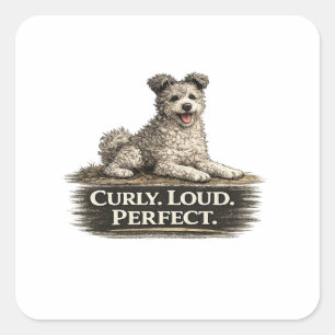 Pumi Dog – Curly Loud Perfect Square Sticker