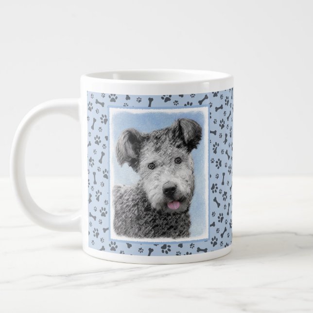 Pumi Painting - Cute Original Dog Art Large Coffee Mug (Left)