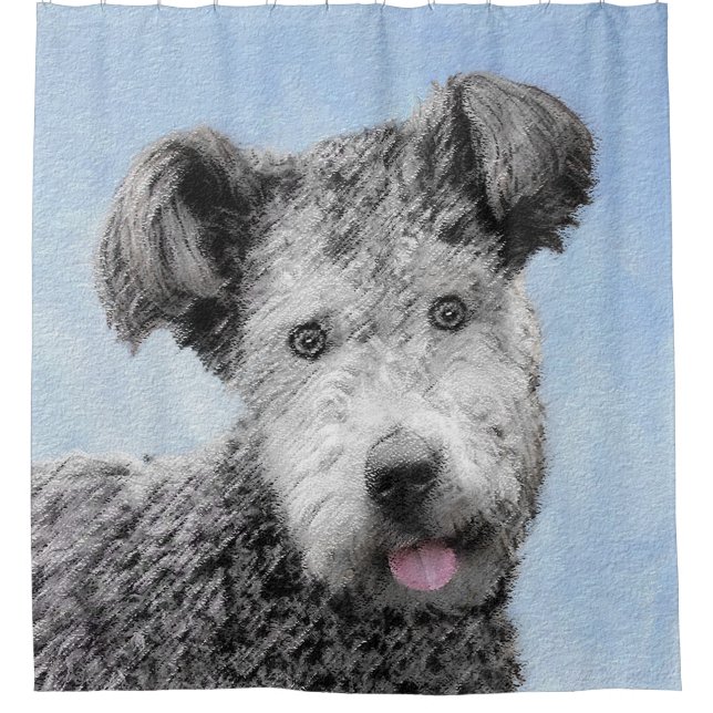 Pumi Painting - Cute Original Dog Art Shower Curtain (Front)