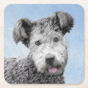 Pumi Painting - Cute Original Dog Art Square Paper Coaster