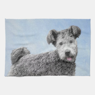 Pumi Painting - Cute Original Dog Art Tea Towel