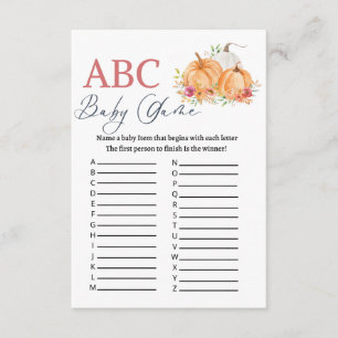 Pumkin ABC baby shower game  Enclosure Card
