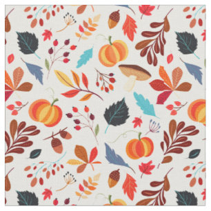 Pumkin and leaves pattern fabric