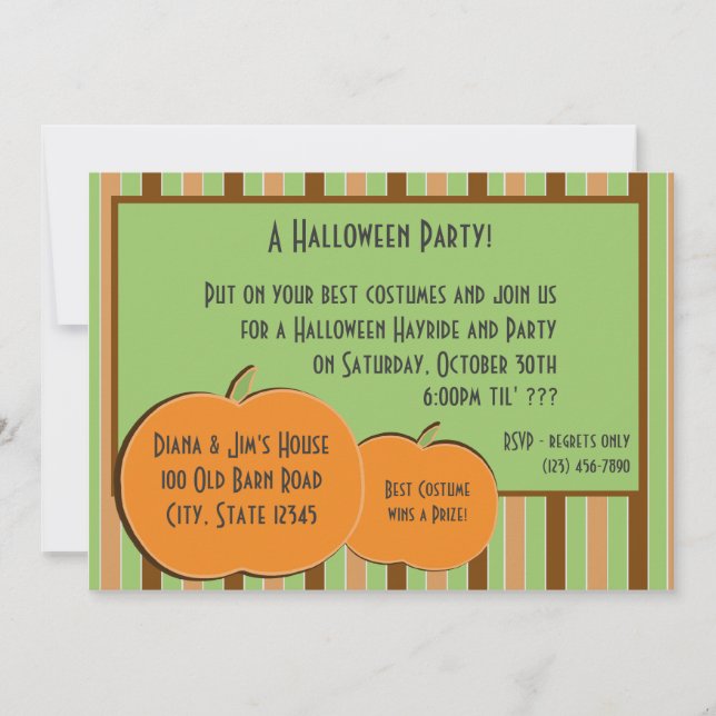 Pumkin and Stripes Invitation (Front)