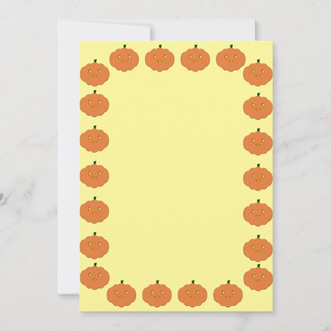 Pumkin Drawing Border Blank Custom Text Invitation (Front)