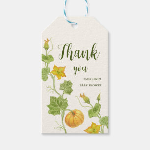 pumkin flower botanical gift tags