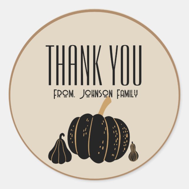 Pumkin halloween Fall Thank you custom sticker (Front)