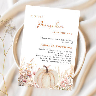Pumkin on the way wildflowers beige Baby Shower Invitation