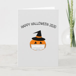 pumkin witch hat & quarantine halloween fun card