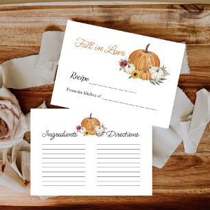 Pumkpkin Fall Bridal Shower Recipe Note Enclosure Card