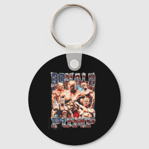 Pump 1 Vs 1 Biden American Flag Swole Trump 2024  Key Ring