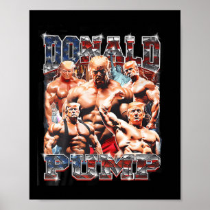 Pump 1 Vs 1 Biden American Flag Swole Trump 2024  Poster