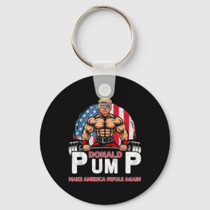 Pump America Swole Again Funny Trump 2024  Key Ring