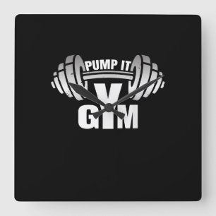 Pump It Ness Gym Sport Motivation Men Women Kid Square Wall Clock