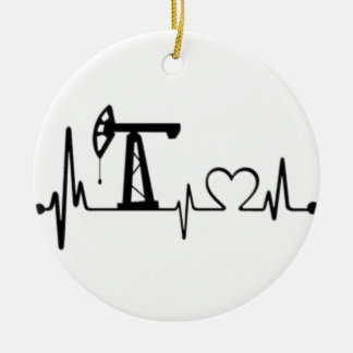 Pump Jack Heartbeat Ceramic Tree Decoration