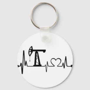 Pump Jack Heartbeat Key Ring