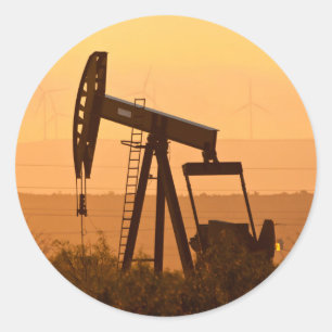 Pump Jack Pumping Oil In West Texas, USA Classic Round Sticker